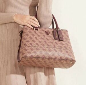 Guess Cordelia Plum Logo Luxury Satchel NWT